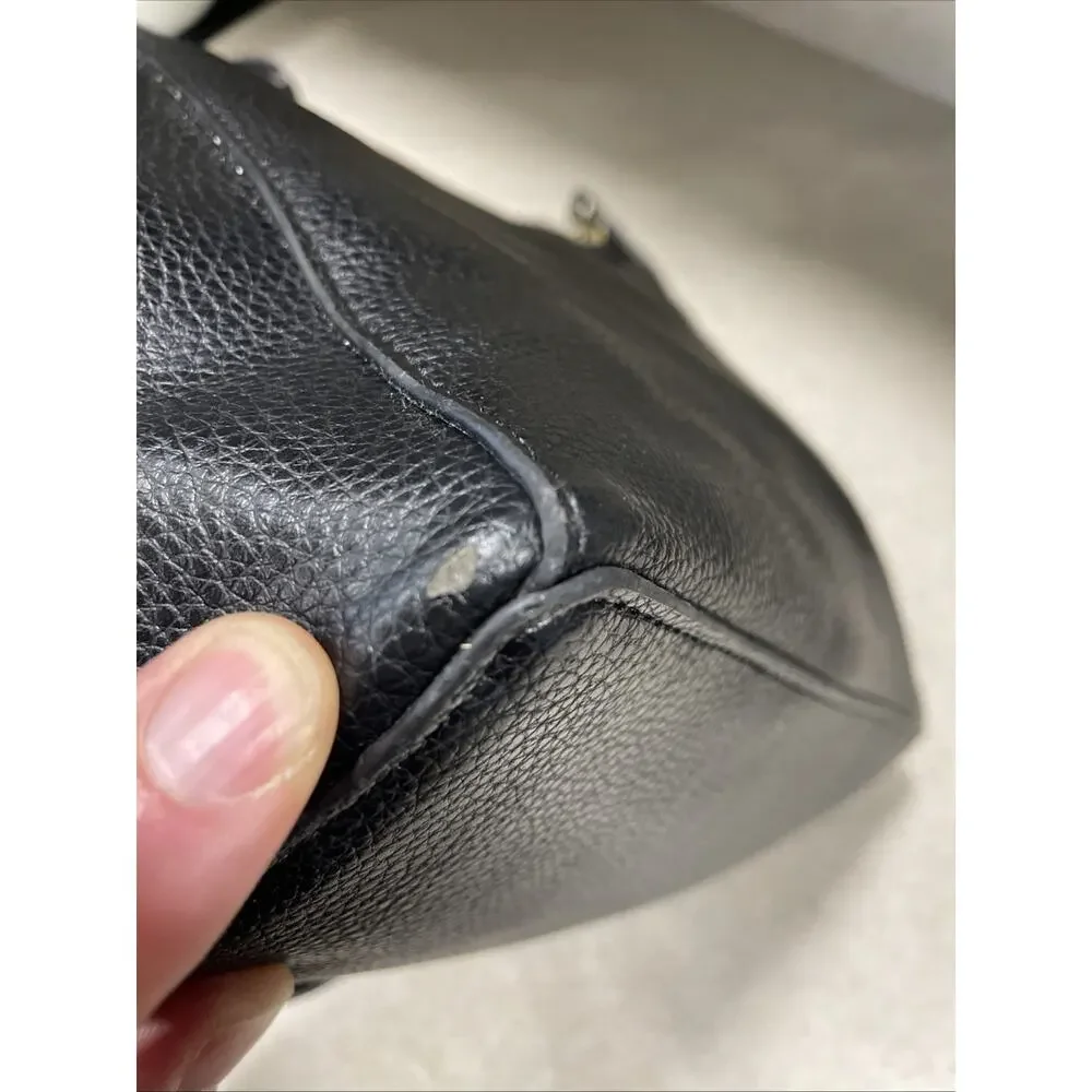 Steve Madden Black Leather Pebbled Tote + Matching Makeup Wristlet-Shoulder Bag